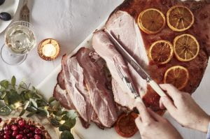 Giant ham being carved