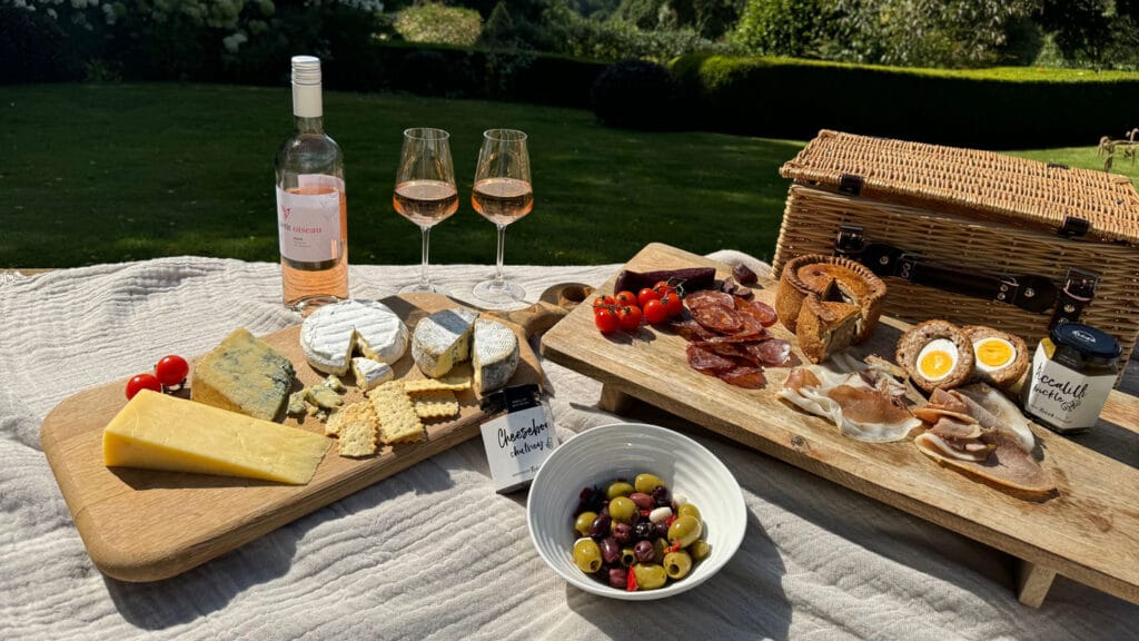 A lavish British artisan picnic with English rose.